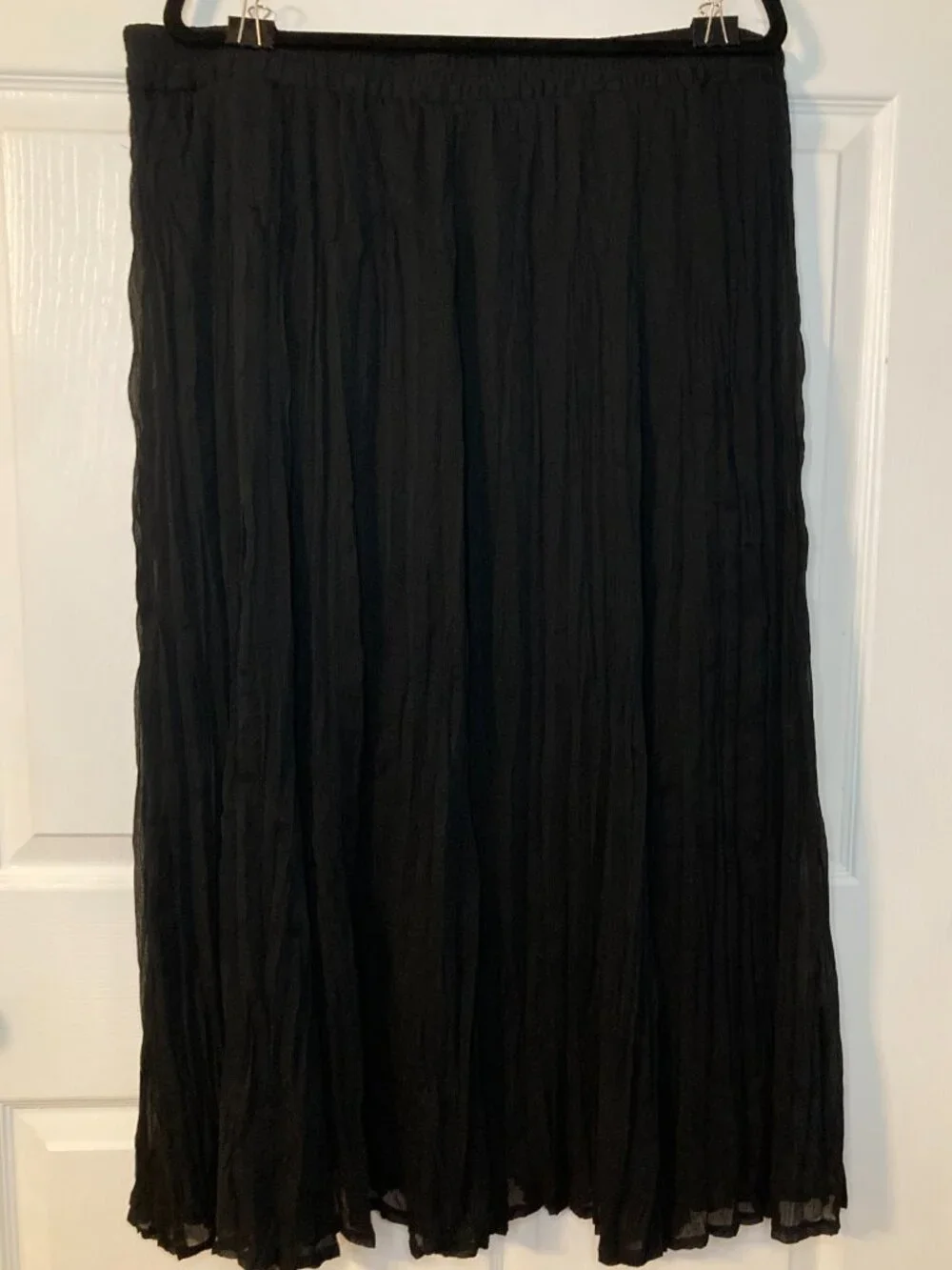 Roz & Ali Women's Black Crinkle Pleated Maxi Skirt - Size 2X